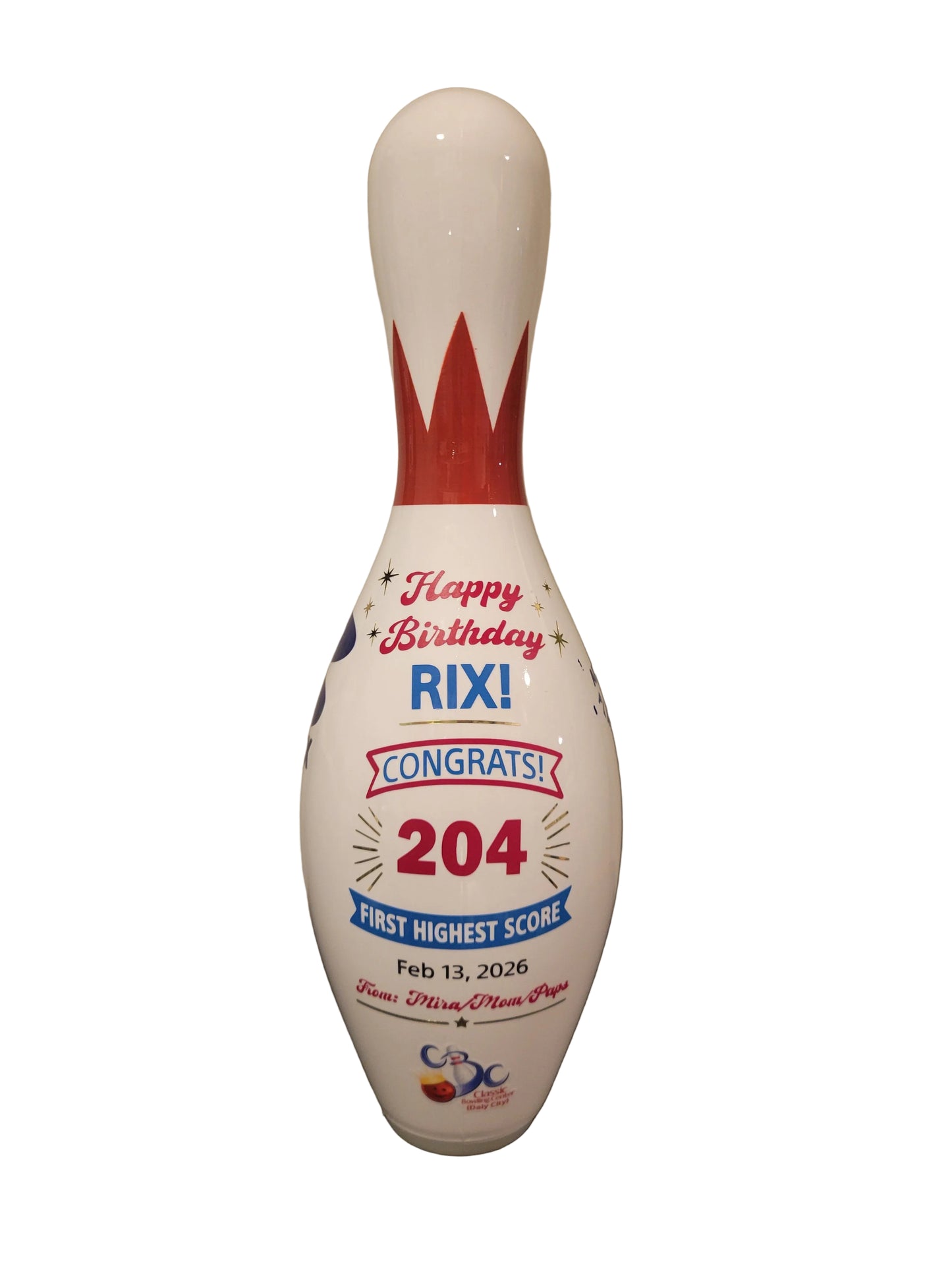 Happy birthday bowling pin