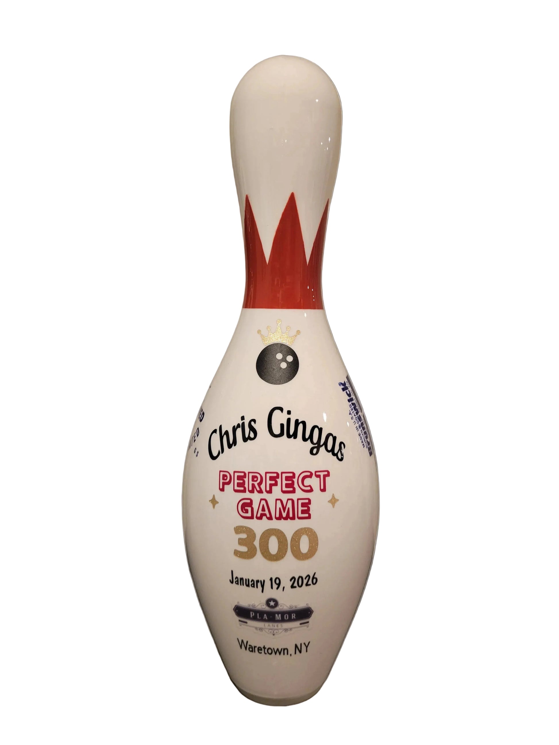 Bowling award with bowling alley