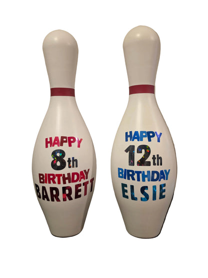 Birthday bowling party pins